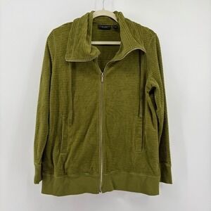 Susan Graver Weekend Textured Zip Front Jacket Olive Green‎ Women's XS